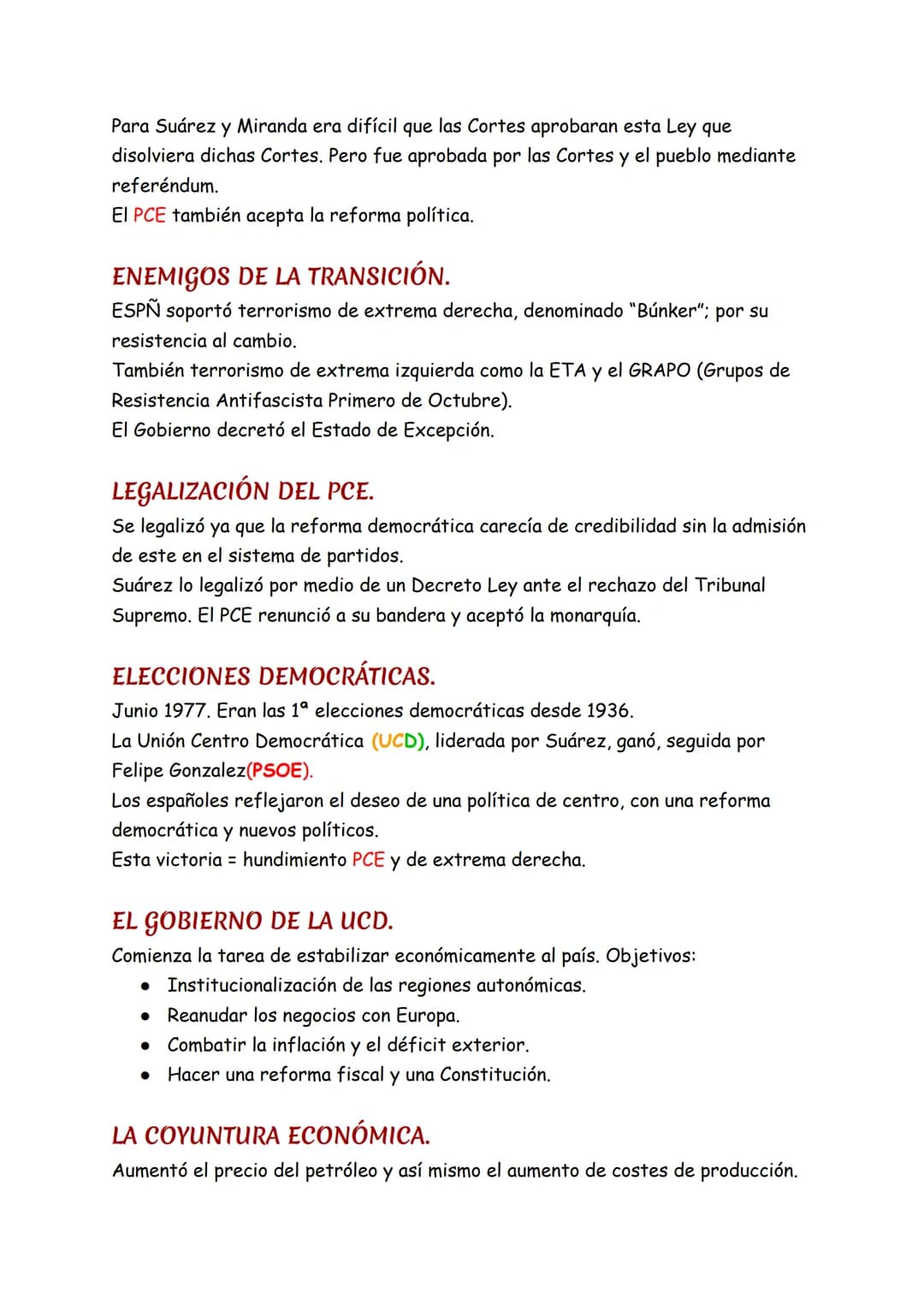 20 Nov 1975→
LA TRANSICIÓN
Franco. 22 Nov 1975
⇓
A partir de esto, ESPÑ comienza la Transición de la dictadura→ Democracia.
●
CONFLICTIVIDAD