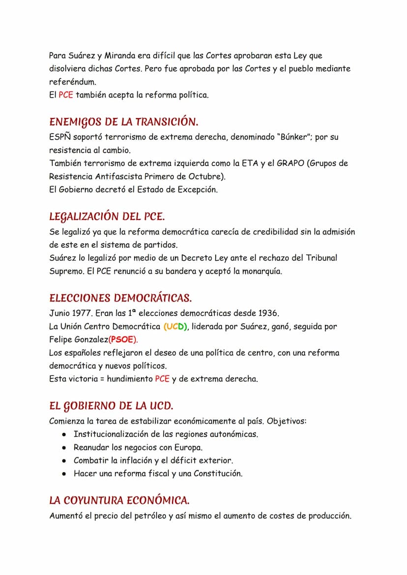 20 Nov 1975→
LA TRANSICIÓN
Franco. 22 Nov 1975
⇓
A partir de esto, ESPÑ comienza la Transición de la dictadura→ Democracia.
●
CONFLICTIVIDAD