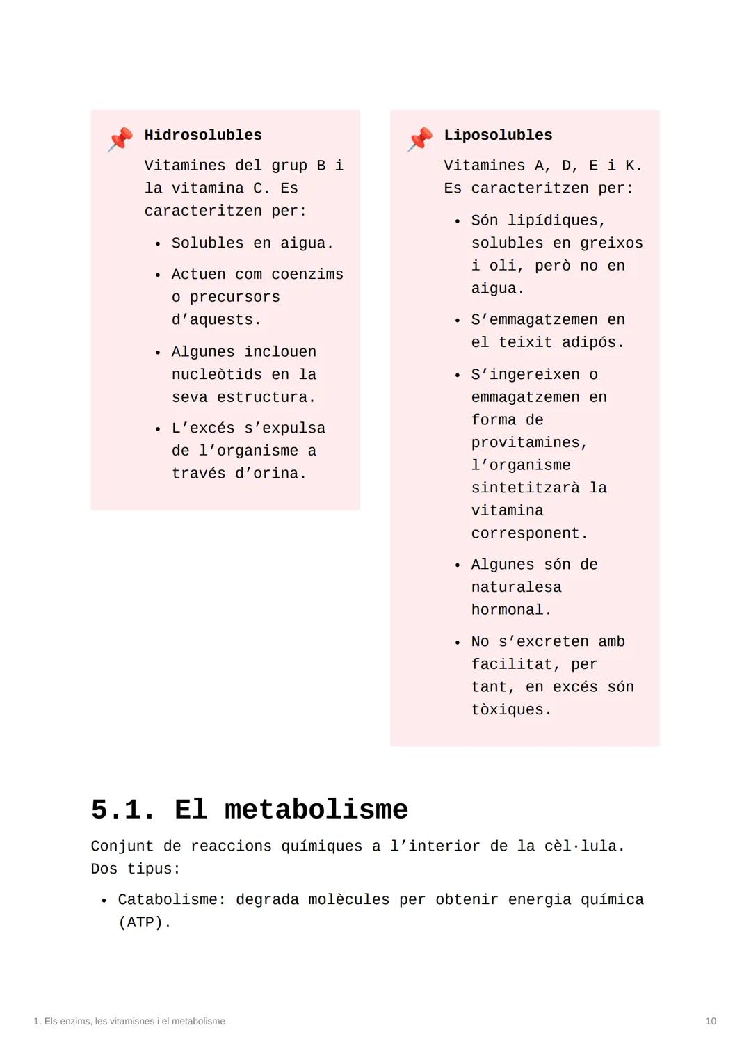 1. Els enzims, les
vitamisnes i el
metabolisme

Tags Bio

Type PAU

1. Les reaccions químiques i els catalitzadors
2. Els biocatalitzadors o