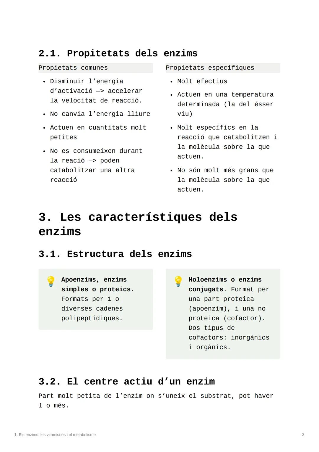 1. Els enzims, les
vitamisnes i el
metabolisme

Tags Bio

Type PAU

1. Les reaccions químiques i els catalitzadors
2. Els biocatalitzadors o