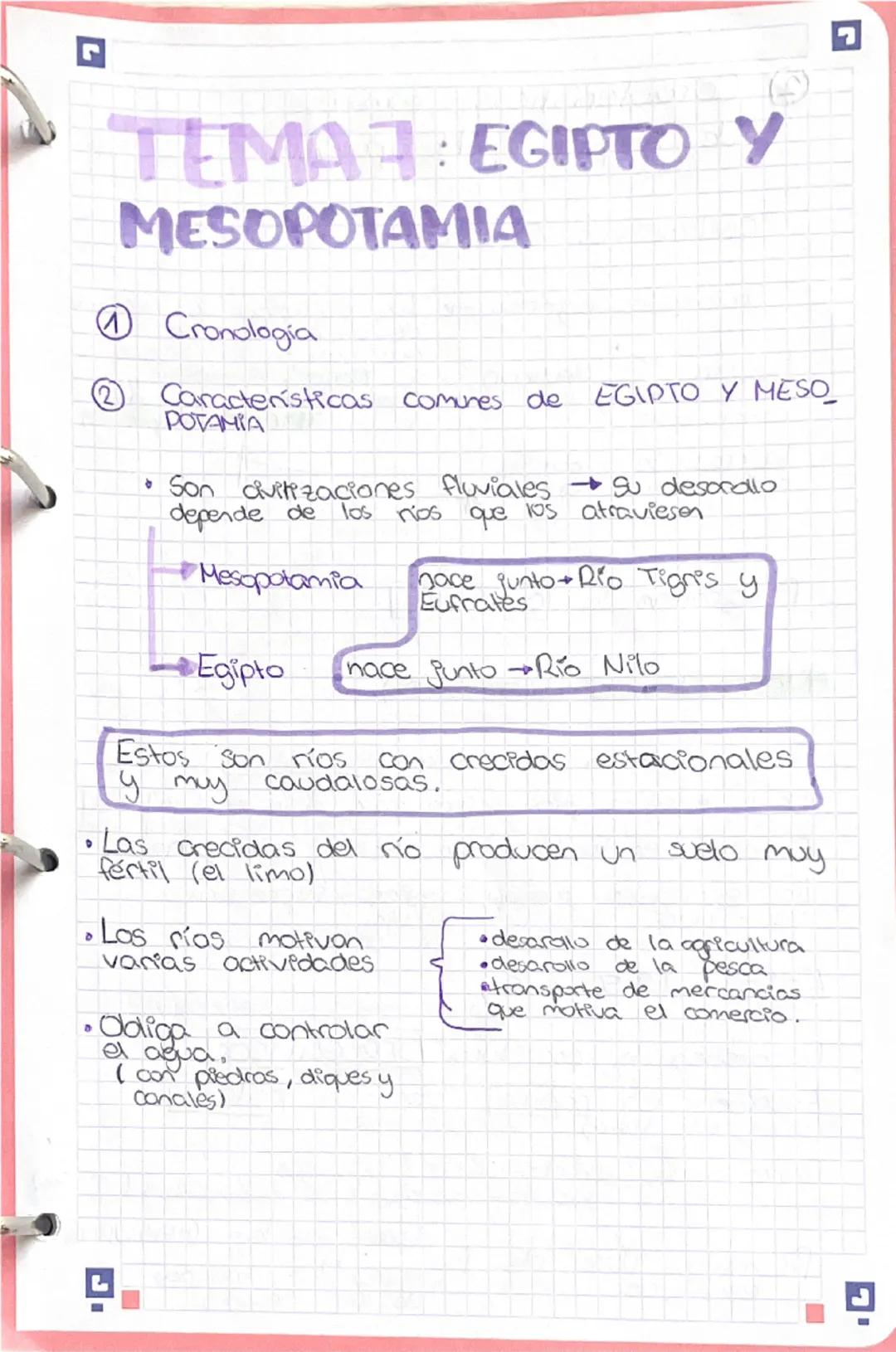 ร
TEMA EGIPTO Y
MESOPOTAMIA
Cronologia
2 Características comunes de EGIPTO Y MESO
POTAMIA
• Son civilizaciones fluviales su desocollo
los
no