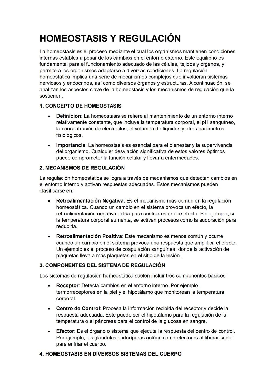 HOMEOSTASIS Y REGULACIÓN
La homeostasis es el proceso mediante el cual los organismos mantienen condiciones
internas estables a pesar de los