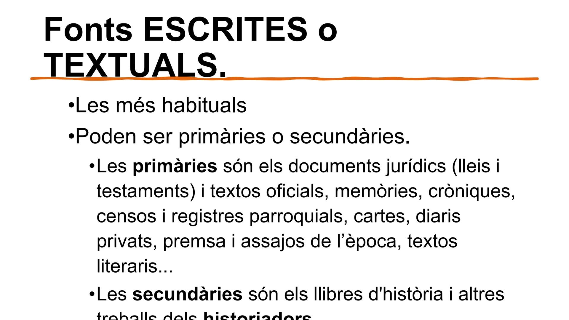 LES FONTS
HISTORIQUES
ISLINE
Història d'Espanya
Curs 2022-23
RAGA UNIVERSA Què són?
•Qualsevol testimoni (escrit, oral, material) que
permet