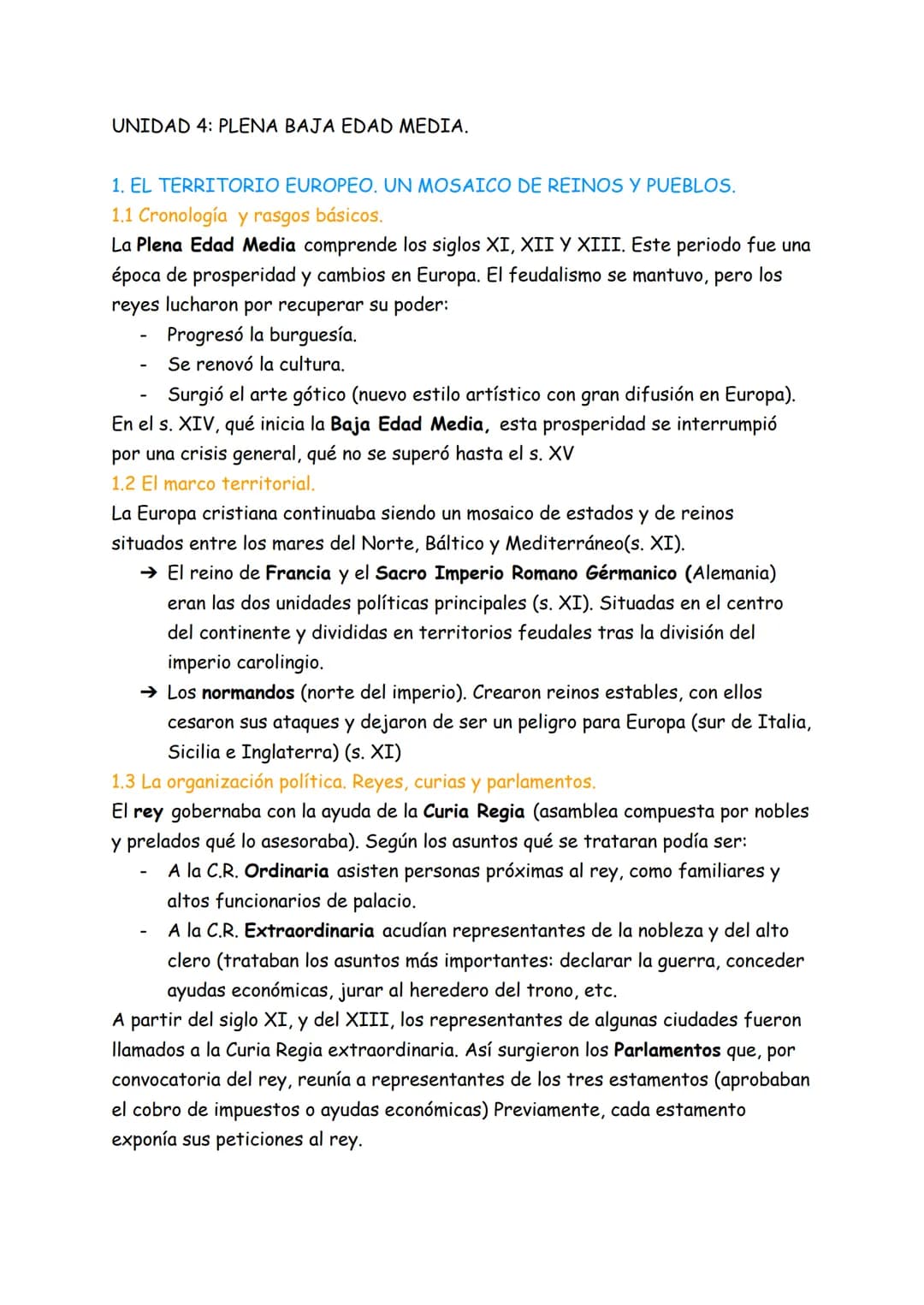 UNIDAD 4: PLENA BAJA EDAD MEDIA.
1. EL TERRITORIO EUROPEO. UN MOSAICO DE REINOS Y PUEBLOS.
1.1 Cronología y rasgos básicos.
La Plena Edad Me