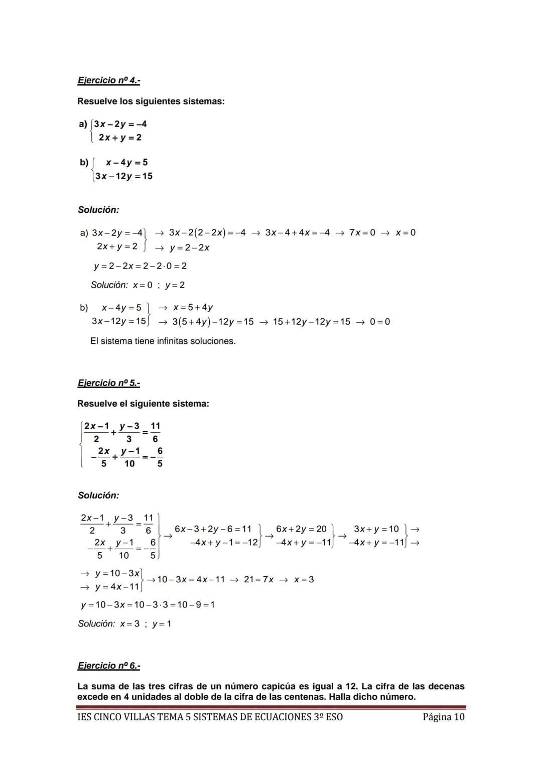 EJERCICIOS RESUELTOS MÍNIMOS TEMA 5 SISTEMAS DE ECUACIONES 3º ESO
Ejercicio nº 1.-
a) Representa gráficamente la recta 5x + 2y = 3.
b) ¿Cuán
