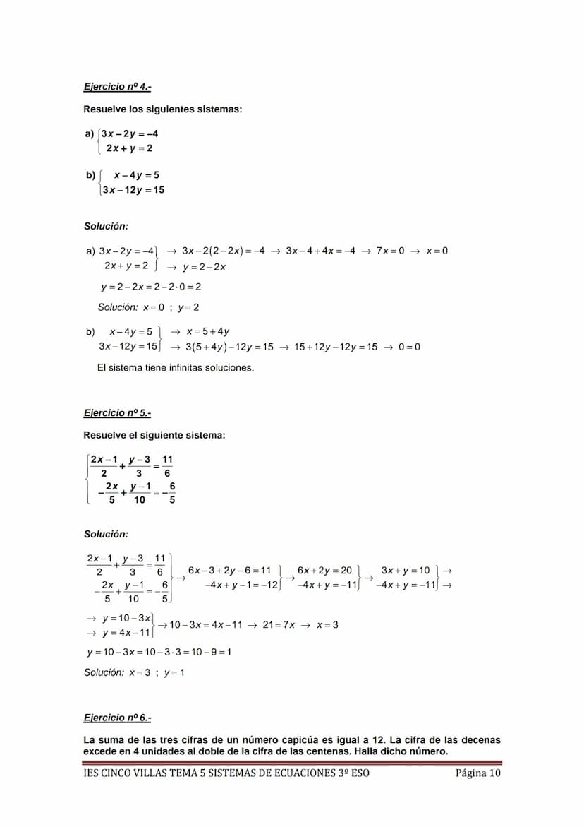 EJERCICIOS RESUELTOS MÍNIMOS TEMA 5 SISTEMAS DE ECUACIONES 3º ESO
Ejercicio nº 1.-
a) Representa gráficamente la recta 5x + 2y = 3.
b) ¿Cuán