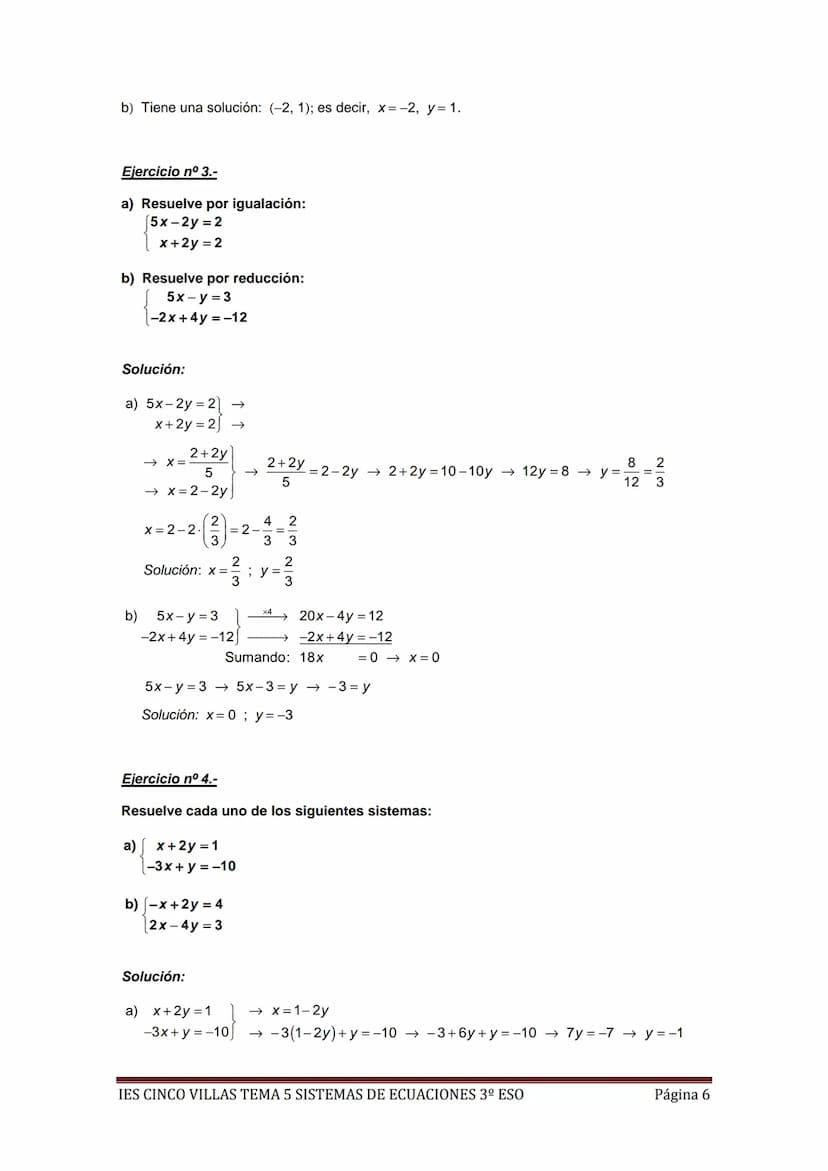 EJERCICIOS RESUELTOS MÍNIMOS TEMA 5 SISTEMAS DE ECUACIONES 3º ESO
Ejercicio nº 1.-
a) Representa gráficamente la recta 5x + 2y = 3.
b) ¿Cuán