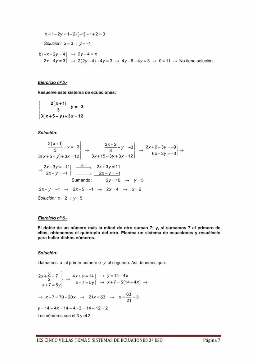 EJERCICIOS RESUELTOS MÍNIMOS TEMA 5 SISTEMAS DE ECUACIONES 3º ESO
Ejercicio nº 1.-
a) Representa gráficamente la recta 5x + 2y = 3.
b) ¿Cuán