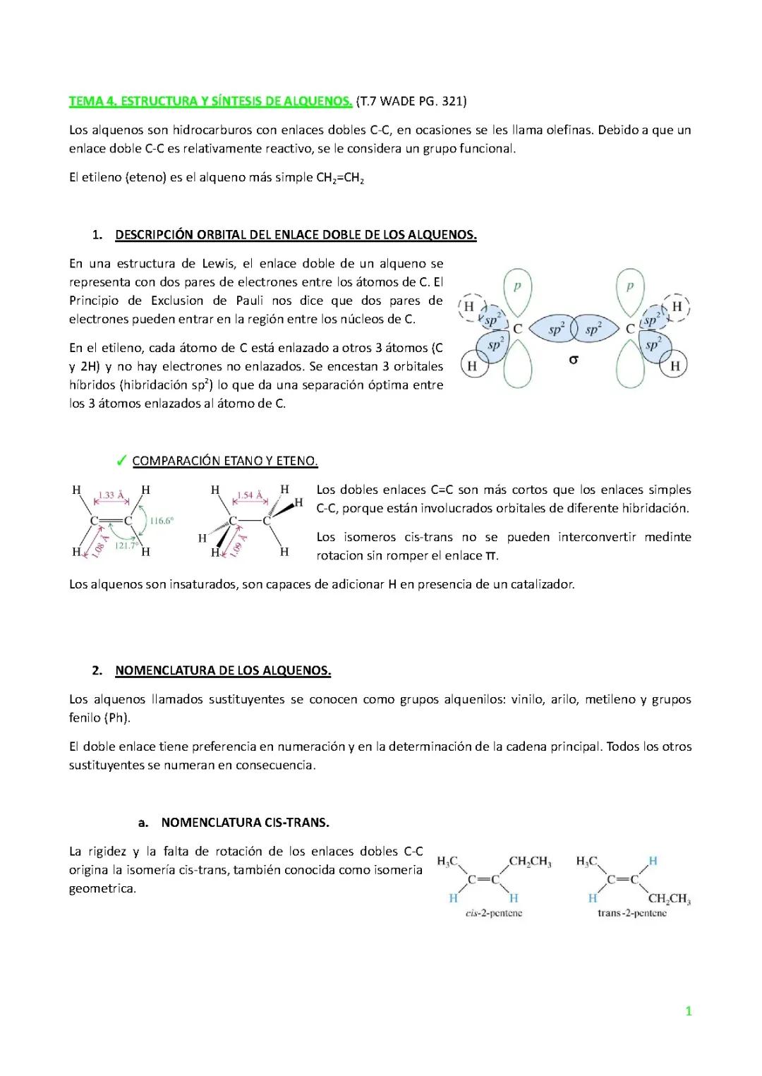 ESTRUCTURA Y SINTESIS DE ALQUENOS