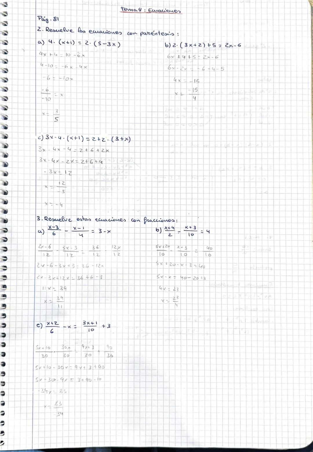 Aprende Ecuaciones con Paréntesis y Fracciones: Ejercicios Resueltos para 1 ESO y 2 ESO