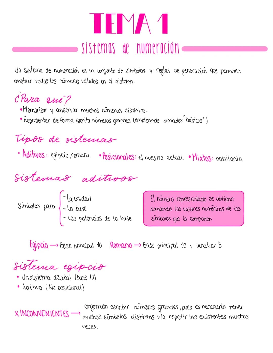 Un sistema de numeración es un conjunto de simbolas y reglas de generación que permiten
construir todos los números válidos en el sistema.
T