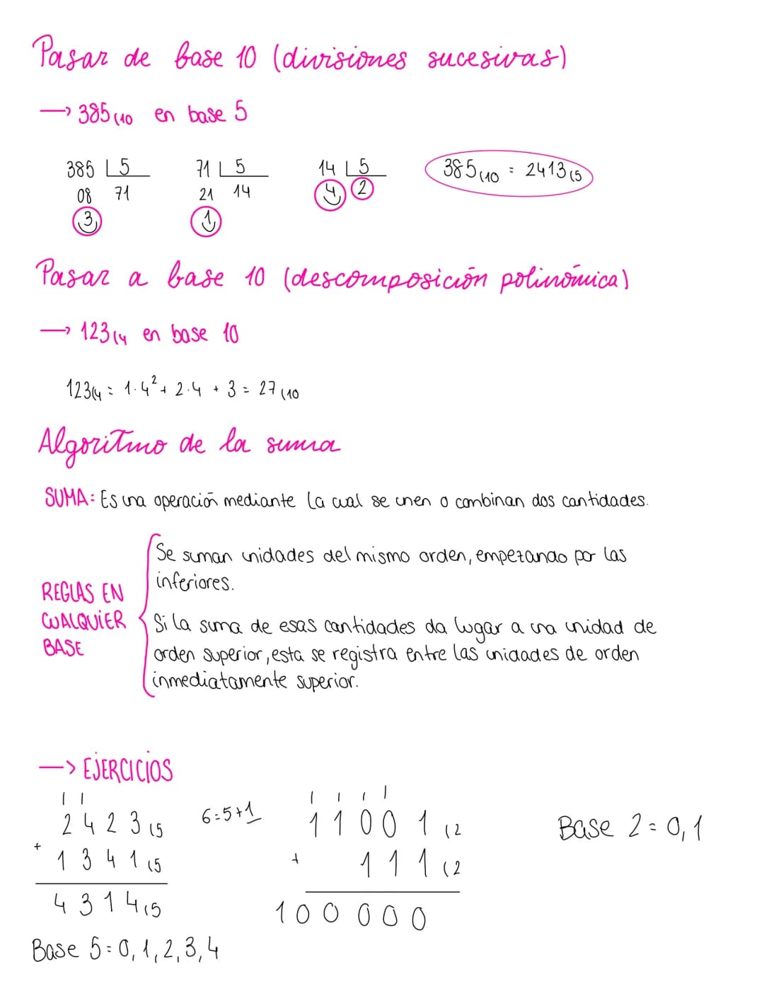 Un sistema de numeración es un conjunto de simbolas y reglas de generación que permiten
construir todos los números válidos en el sistema.
T