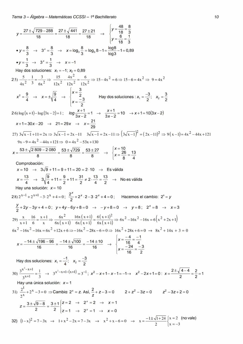 Tema 3 - Álgebra - Matemáticas CCSSI- 1º Bachillerato
TEMA 3 - ÁLGEBRA
DIVISIÓN DE POLINOMIOS
EJERCICIO 1: Realiza las siguientes operacione