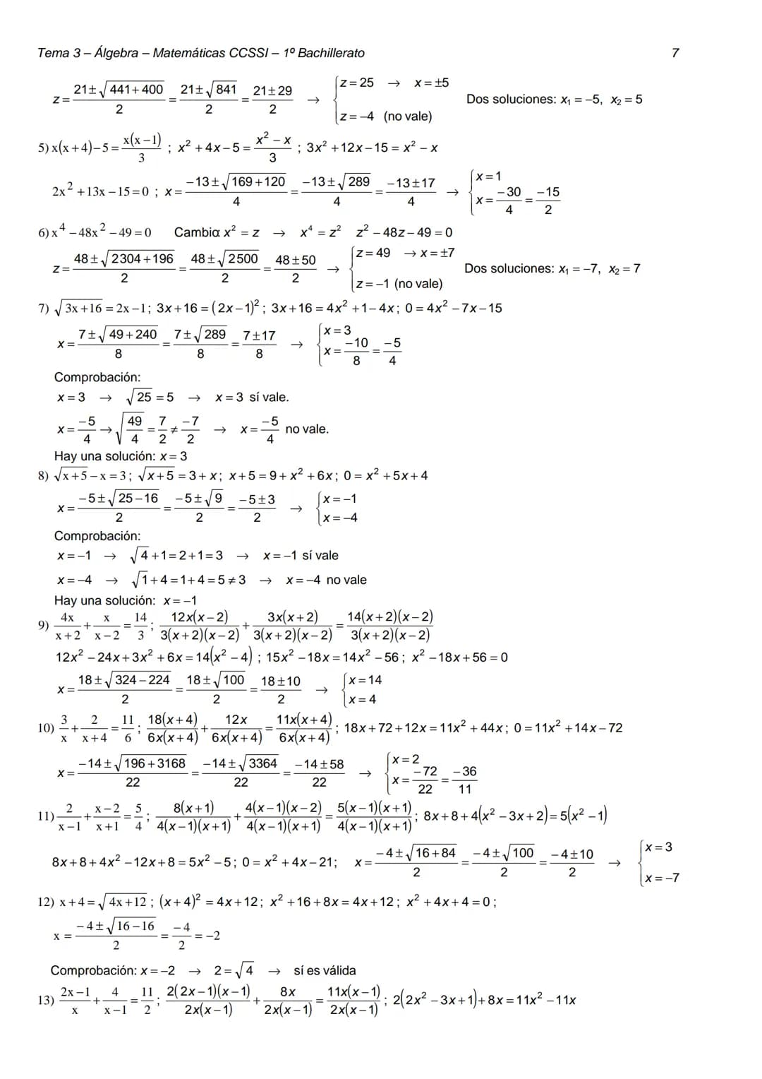 Tema 3 - Álgebra - Matemáticas CCSSI- 1º Bachillerato
TEMA 3 - ÁLGEBRA
DIVISIÓN DE POLINOMIOS
EJERCICIO 1: Realiza las siguientes operacione