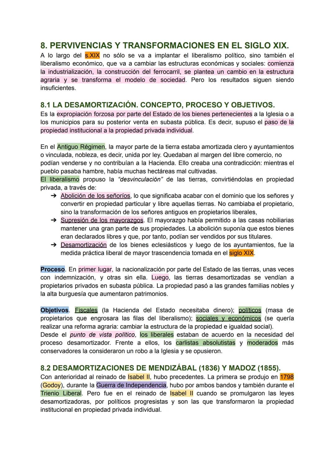 8. PERVIVENCIAS Y TRANSFORMACIONES EN EL SIGLO XIX.
A lo largo del s.XIX no sólo se va a implantar el liberalismo político, sino también el
