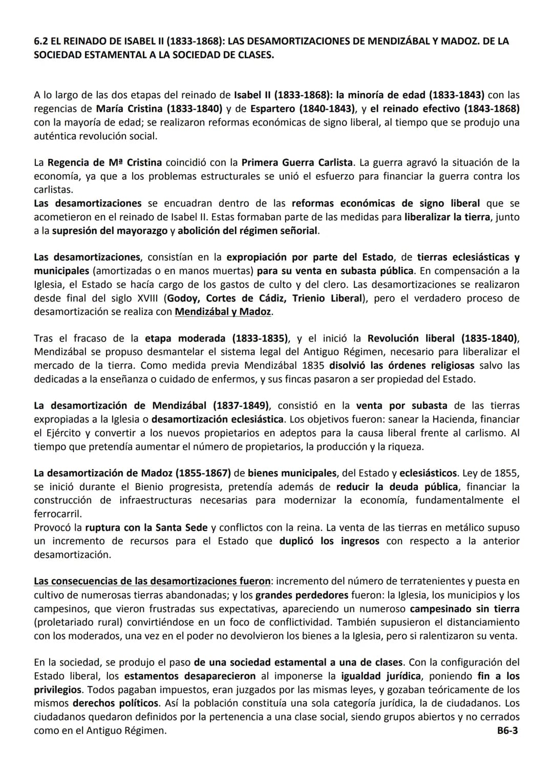 BLOQUE 6
LA CONFLICTIVA CONSTRUCCIÓN DEL ESTADO LIBERAL (1833-1874).
6.1 EL REINADO DE ISABEL II (1833-1868): LA PRIMERA GUERRA CARLISTA. EV