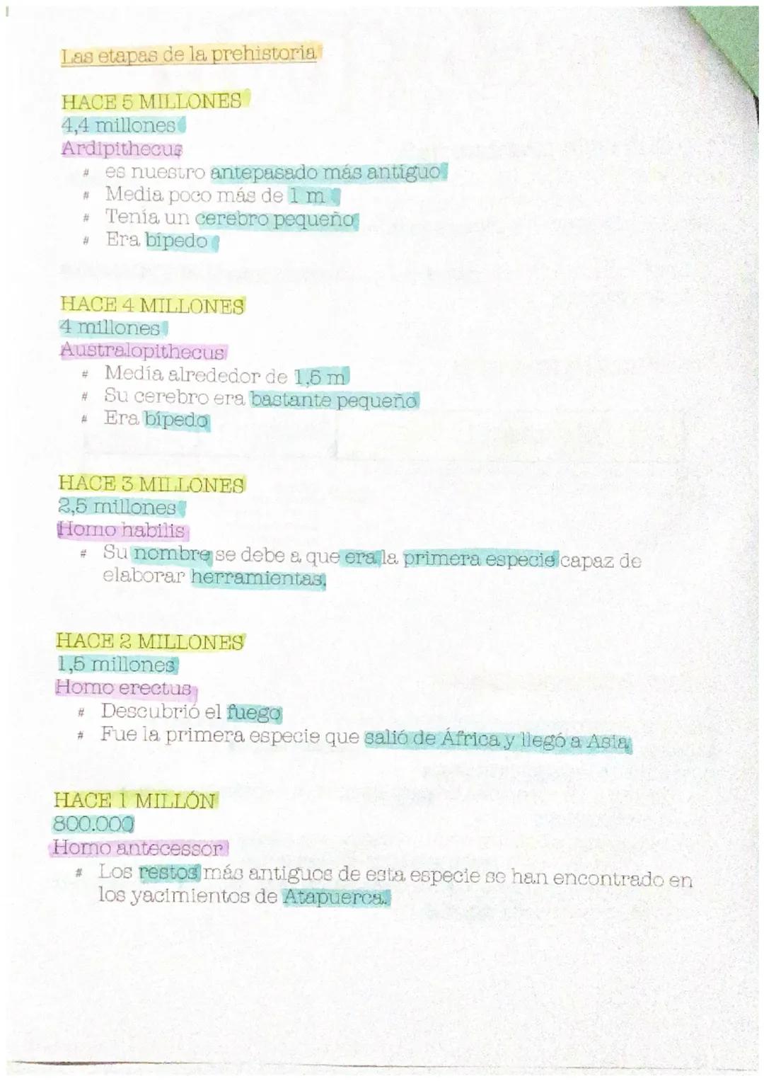 la prehistoria
1. ¿Qué es la prehistoria?
Prehistoria: periodo transcurrido entre la aparición de los primeros
antepasados de los seres huma