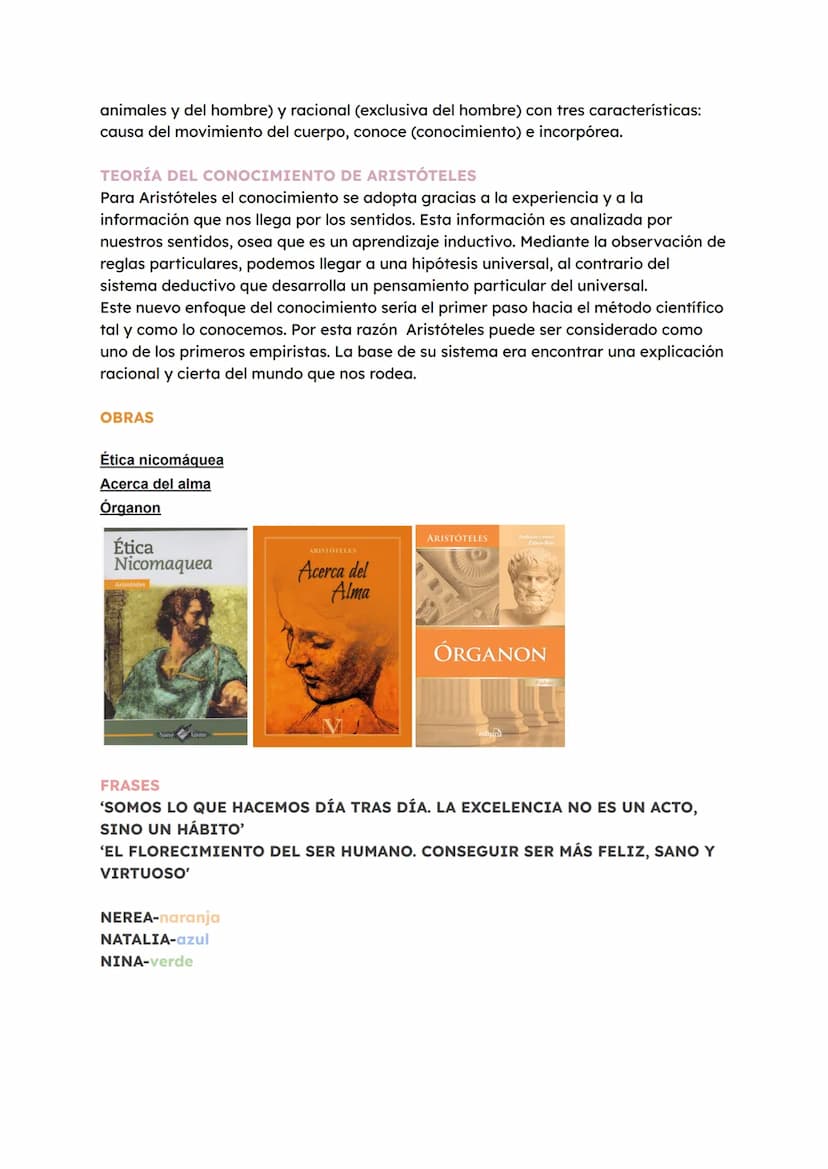 ARISTÓTELES
INTRODUCCIÓN
La filosofía occidental se basa en la obra de los tres grandes filósofos griegos de la
antigüedad: Sócrates, Platón