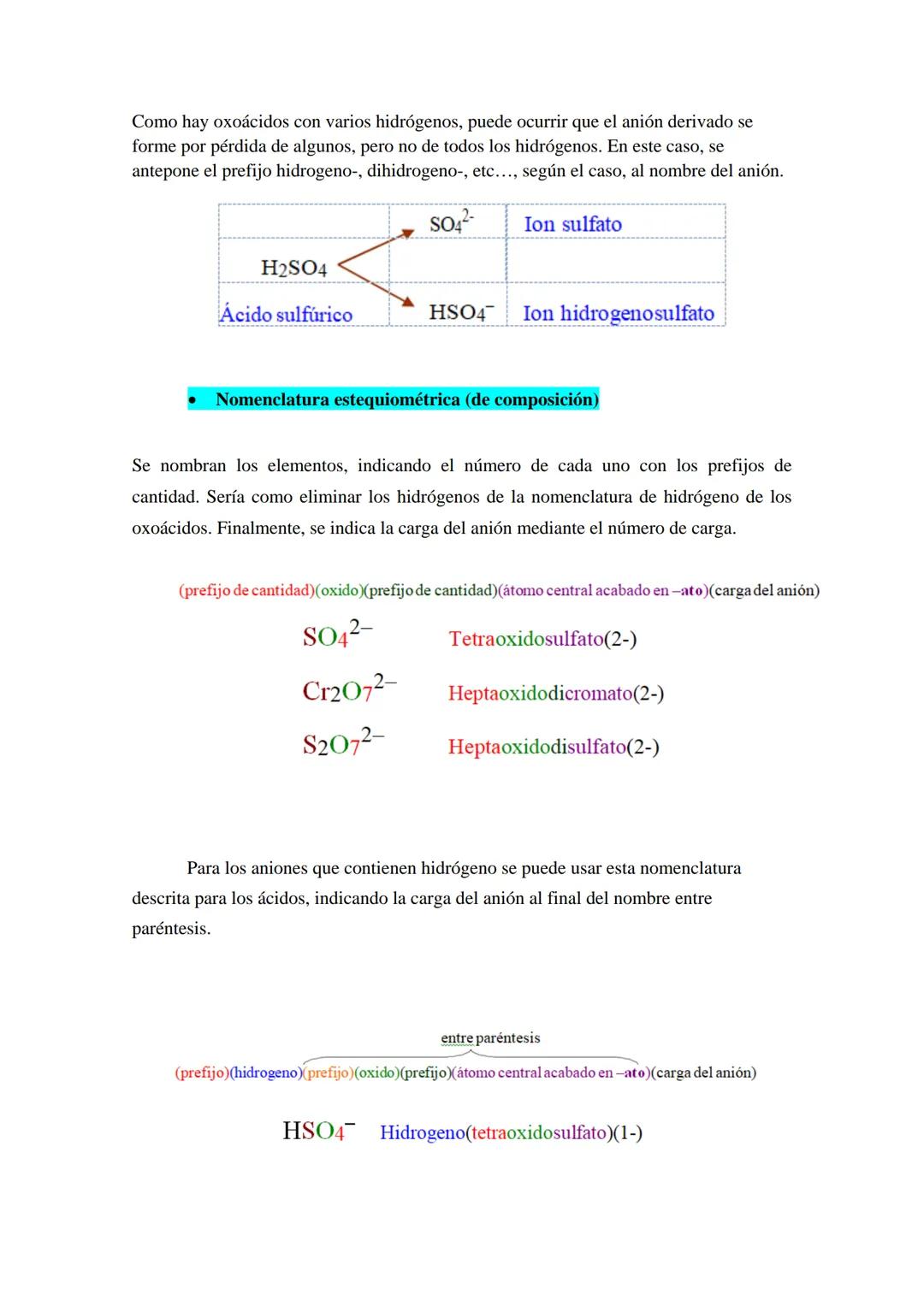 # FORMULACIÓN QUÍMICA INORGÁNICA

3. OXISALES

3.1 Aniones derivados de oxoácidos

Son los iones que resultan por la pérdida de iones hidróg