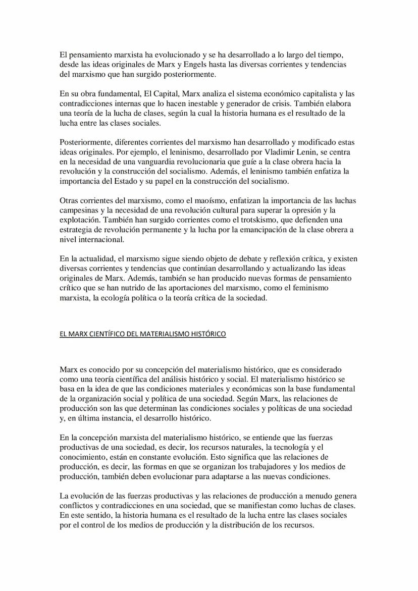 HUMANISMO Y MATERIALISMO HISTÓRICO EN MARX
El humanismo y el materialismo histórico son dos conceptos fundamentales en el
pensamiento de Kar