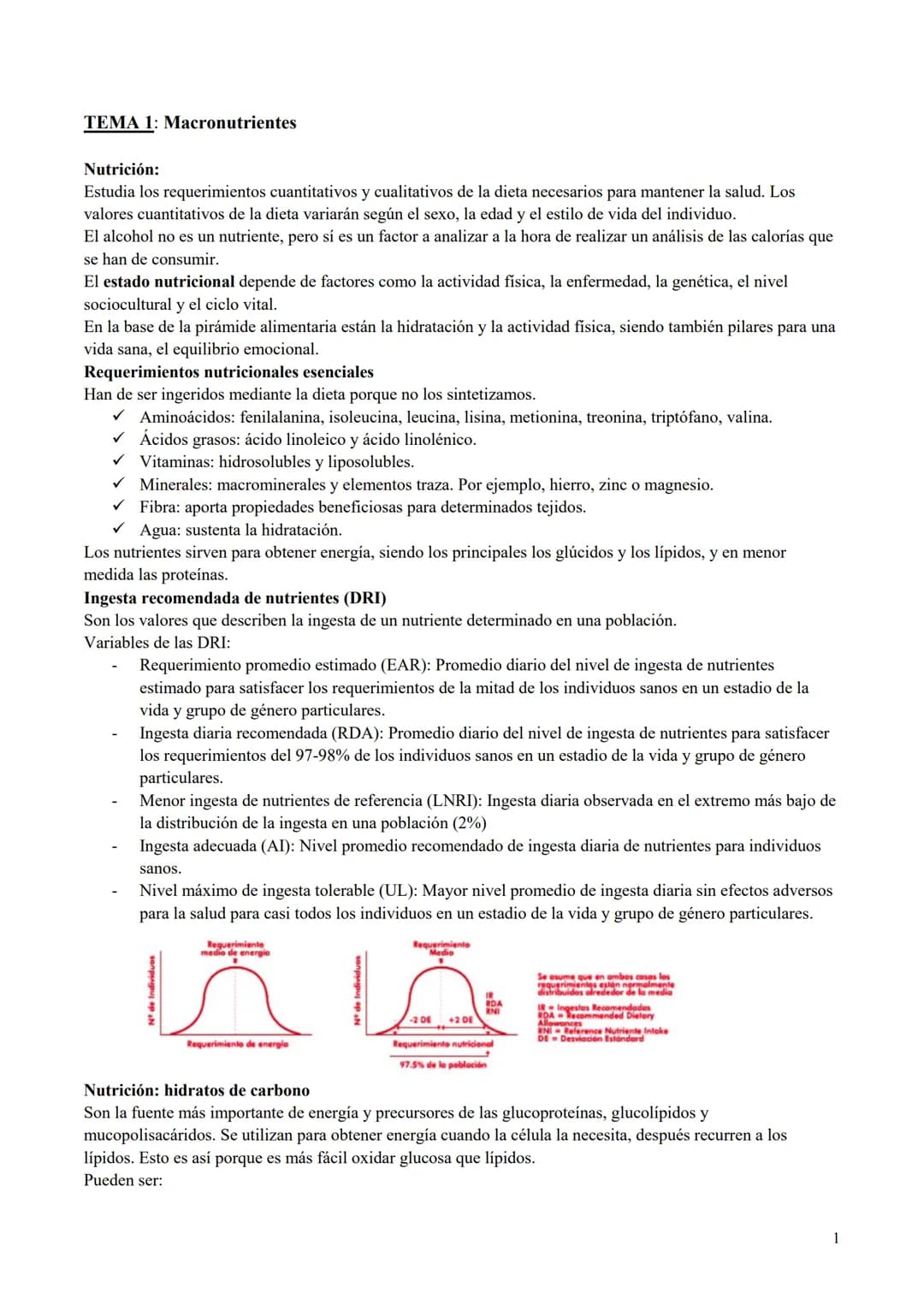BIOQUÍMICA MÉDICA
Parte 1
[FECHA]
[NOMBRE DE LA COMPAÑÍA]
[Dirección de la compañía] TEMA 1: Macronutrientes
Nutrición:
Estudia los requerim