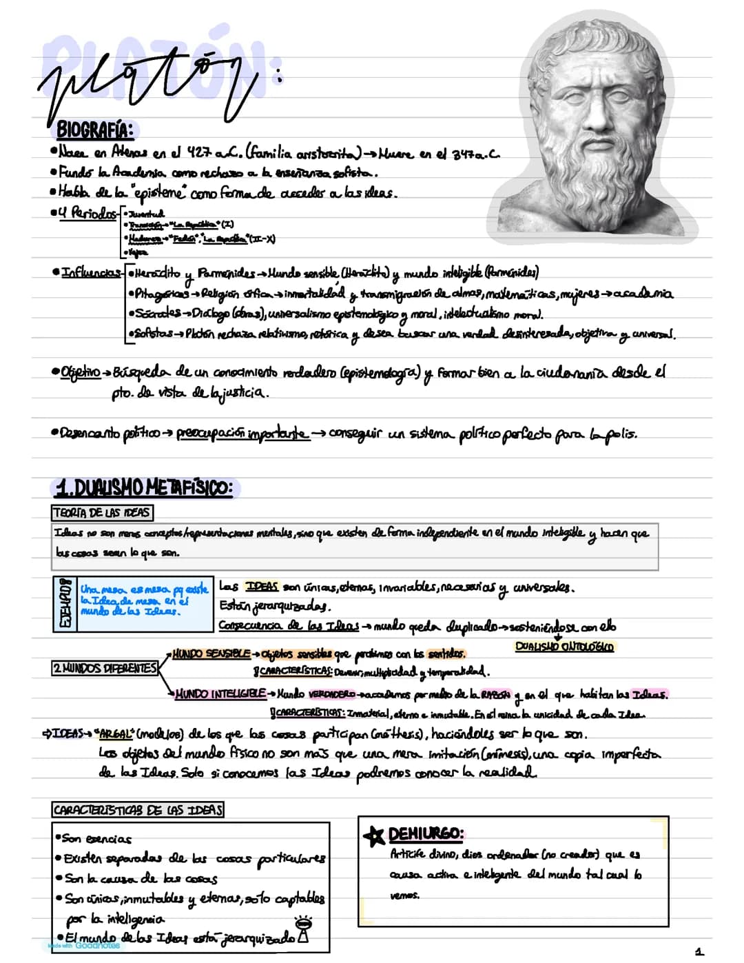 Apuntes Platón 2º Bachillerato