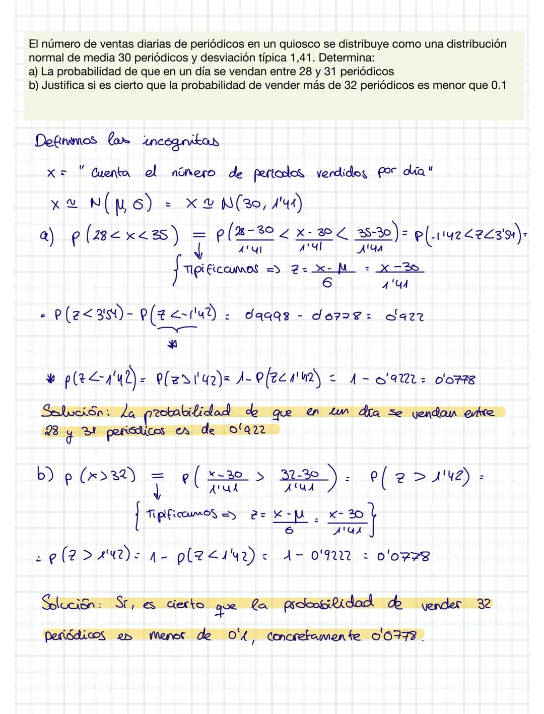 Un examen consta de 8 preguntas con 3 posibles respuestas cada una, de las que sólo una
de ellas es correcta. Si un estudiante responde al a