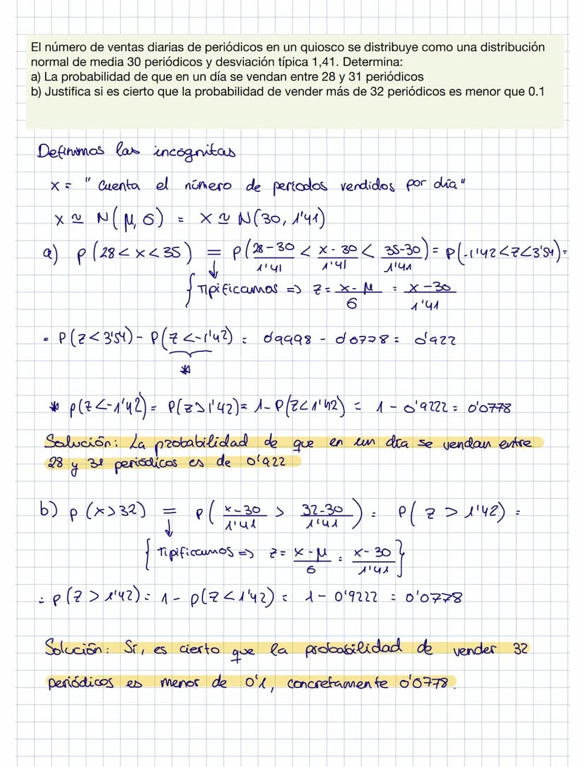 Un examen consta de 8 preguntas con 3 posibles respuestas cada una, de las que sólo una
de ellas es correcta. Si un estudiante responde al a