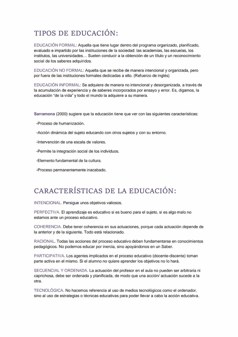 tema 1 LA EDUCACIÓN
LA EDUCACIÓN COMO PROCESO DE CO
CONCEPTO DE EDUCACIÓN
El término "educación" es multidimensional, ya que tiene diferente