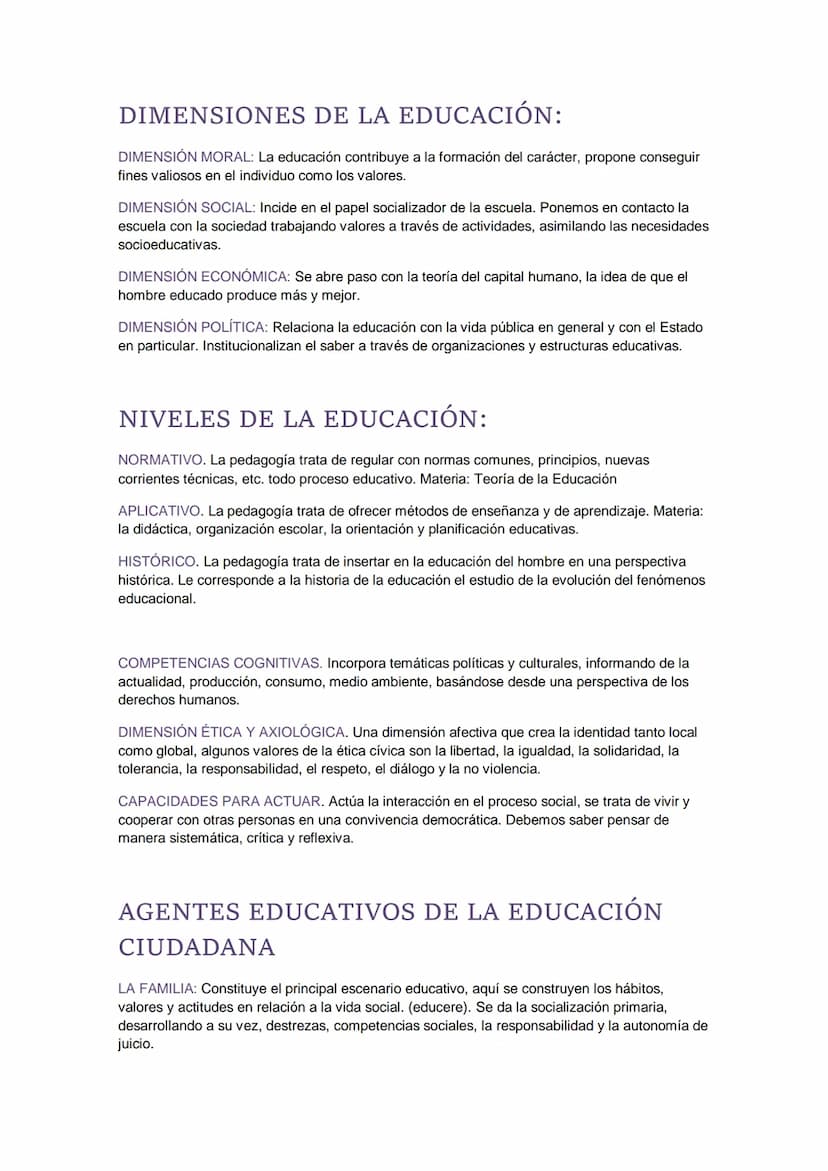 tema 1 LA EDUCACIÓN
LA EDUCACIÓN COMO PROCESO DE CO
CONCEPTO DE EDUCACIÓN
El término "educación" es multidimensional, ya que tiene diferente
