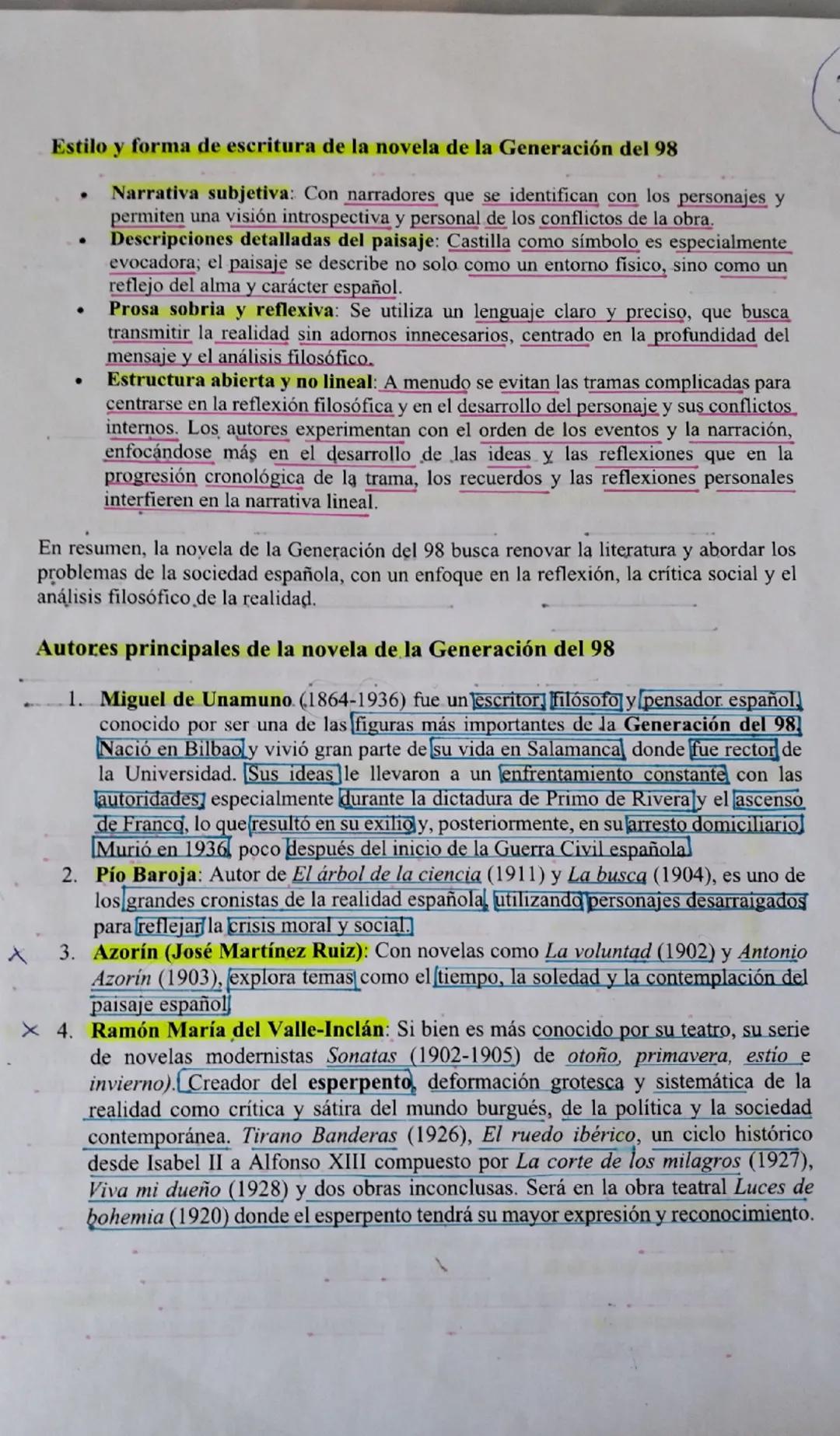La novela de la Generación del 98 representa una respuesta a la crisis política,
social y moral de España a finales del siglo XIX y principi