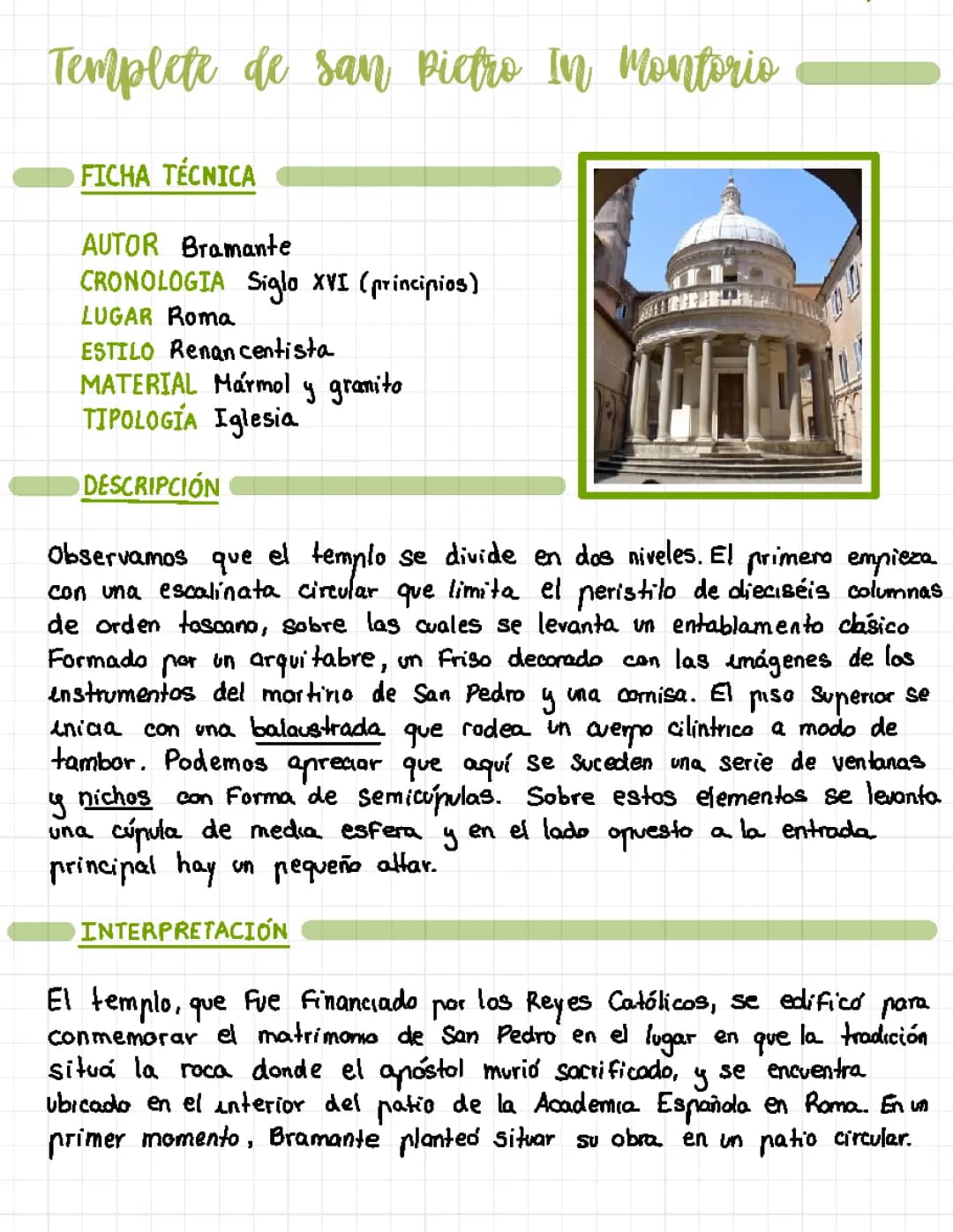 Curiosidades y Características del Templete de San Pietro in Montorio