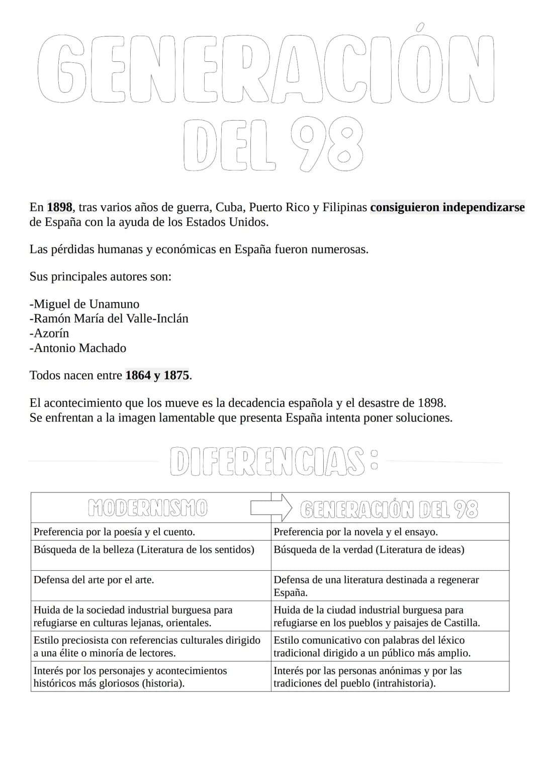MODERNISMO
DIFERENCIAS:
REALISMO-NATURALISMO
La novela
Género literario preferente
Reflejar objetivamente la realidad del siglo XIX:
ambient