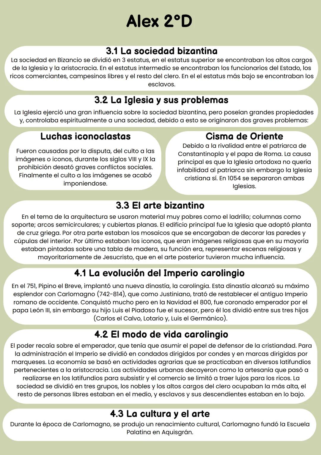 Alex 2°D
Tema 1. El inicio de la Edad Media.
Germanos, bizantinos y carolingios
1.1 El inicio de la Edad Media, sus civilizaciones y sus eta