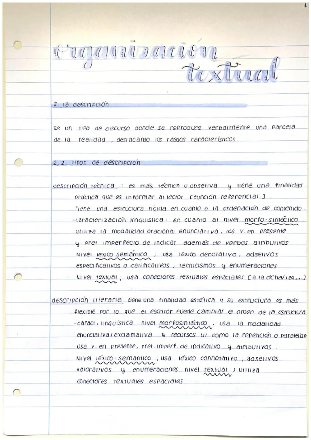 Erganization
2. 18 descripción
textual
ES UN tipo de discurso donde se reproduce verbalmente una parcela
de la realidad, destacamo los rasgo