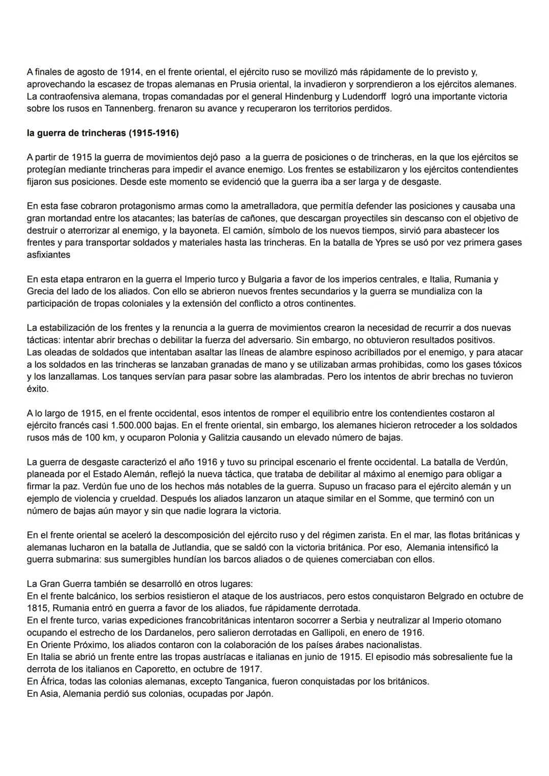 introducción
primera guerra mundial
La primera guerra mundial o gran guerra que abarcó desde 1914 hasta 1918, se le denomina así porque come