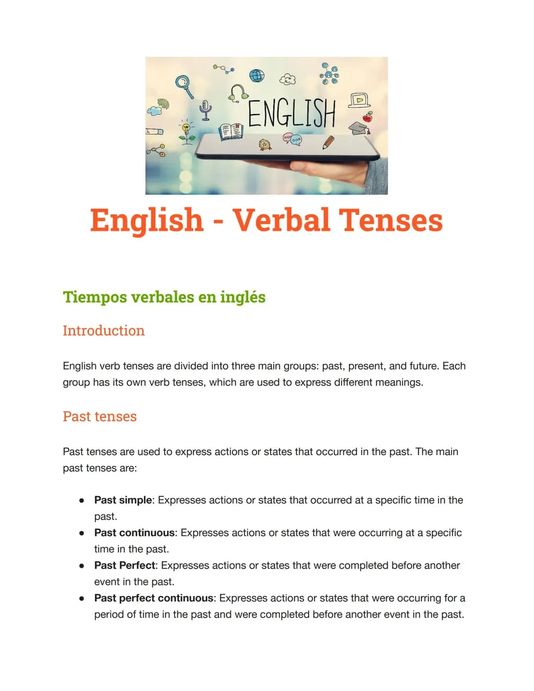 ENGLISH VERBAL TENSES -TIEMPOS VERBALES INGLES