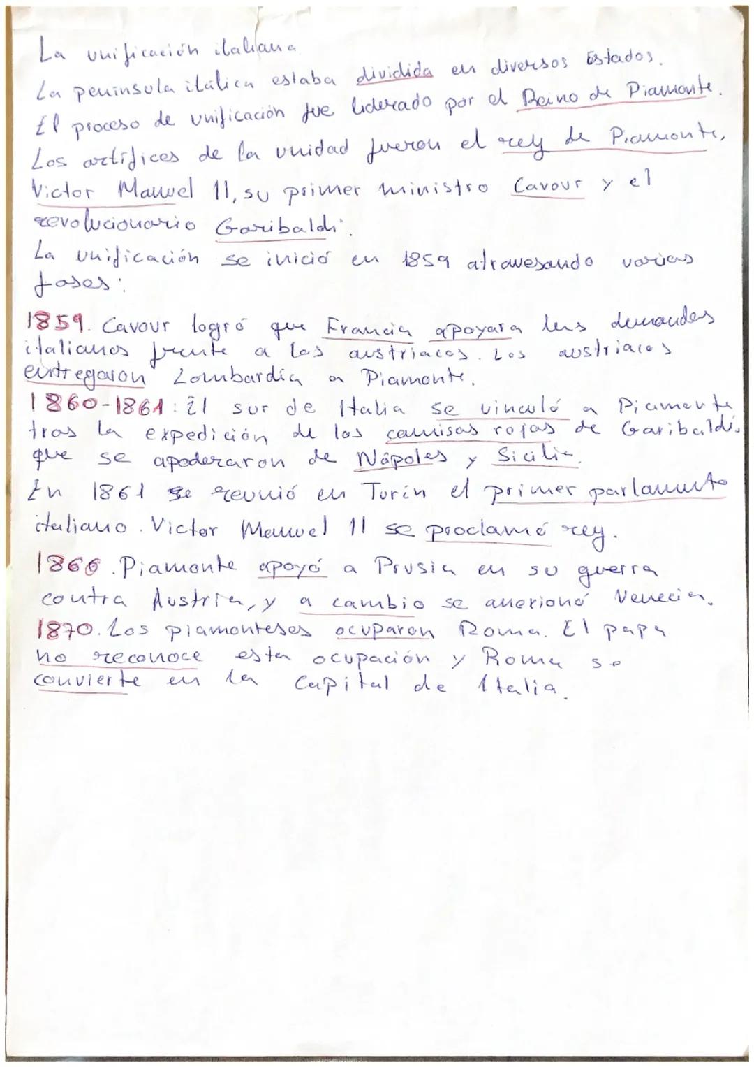 La unificación italiana.
El
La peninsula italica estaba dividida en diversos estados.
de unificación fue liderado por el Reino de Piamonte.
