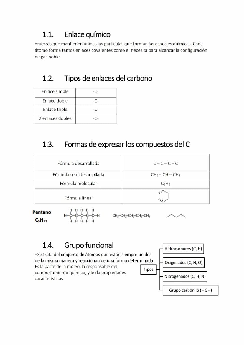 Física y Química
FORMULACIÓN ORGÁNICA.
La química del carbono.
4º ESO
1. INTRODUCCIÓN 1.1. Enlace químico
=fuerzas que mantienen unidas las 