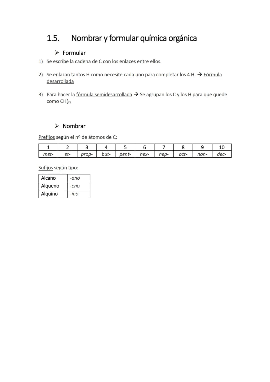 Física y Química
FORMULACIÓN ORGÁNICA.
La química del carbono.
4º ESO
1. INTRODUCCIÓN 1.1. Enlace químico
=fuerzas que mantienen unidas las 