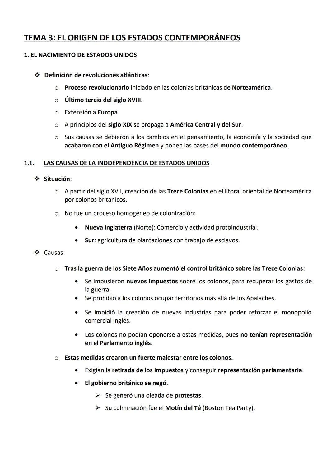 # TEMA 3: EL ORIGEN DE LOS ESTADOS CONTEMPORÁNEOS

1. EL NACIMIENTO DE ESTADOS UNIDOS

*   Definición de revoluciones atlánticas:
    *   Pr