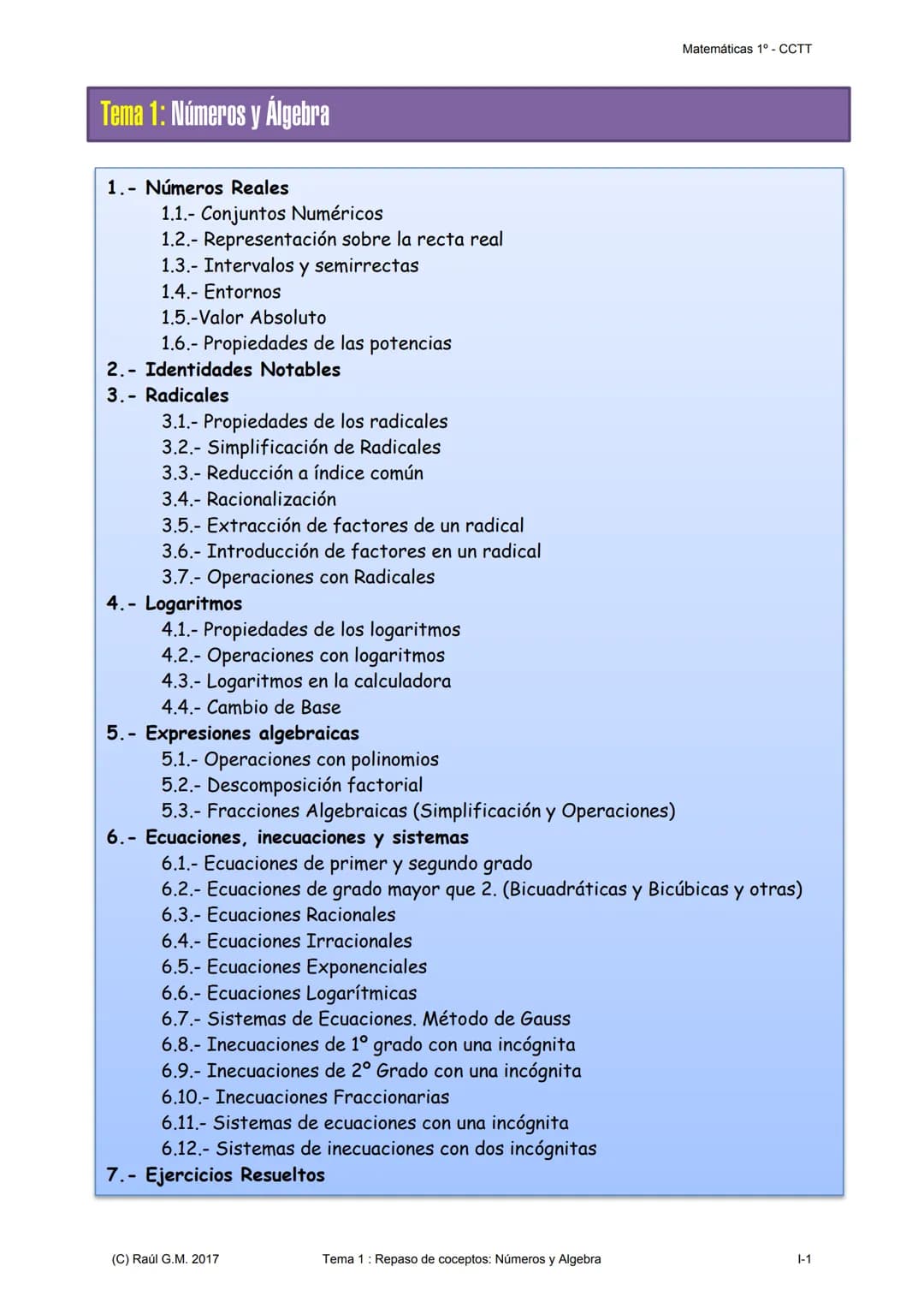 Exa+b
Tema 1
(a+b)
#
1
+ bn.
r
Repaso de Conceptos
Números Reales & Álgebra
(a&prp=(a+
-2b+.
+o
n-2
br
+
a+by" = (a+b² (a+b) =
+ (n-2)
an-2 