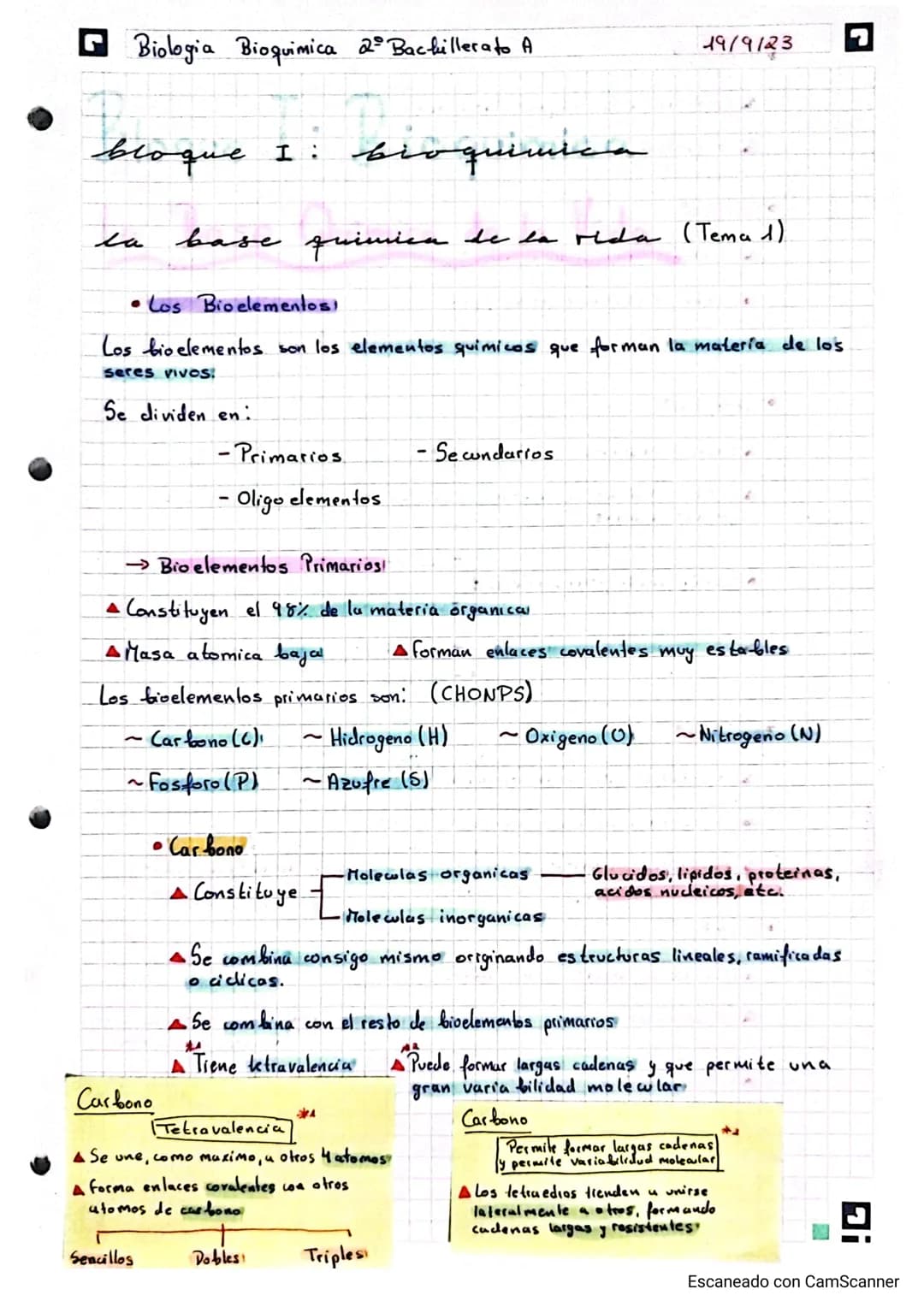 Biologia Bioquimica 2° Bachillerato A
bloque I: bioquimica
سا
base quimic
Se dividen en:
• Los Bioelementos!
Los bio elementos son los eleme