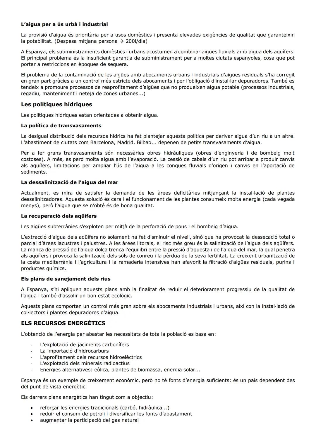 LES CONQUES HIDROGRÀFIQUES I ELS RECURSOS HÍDRICS
Espanya és una àrea geogràfica àrida. Aquest alt grau d'aridesa és la causa de la migrades