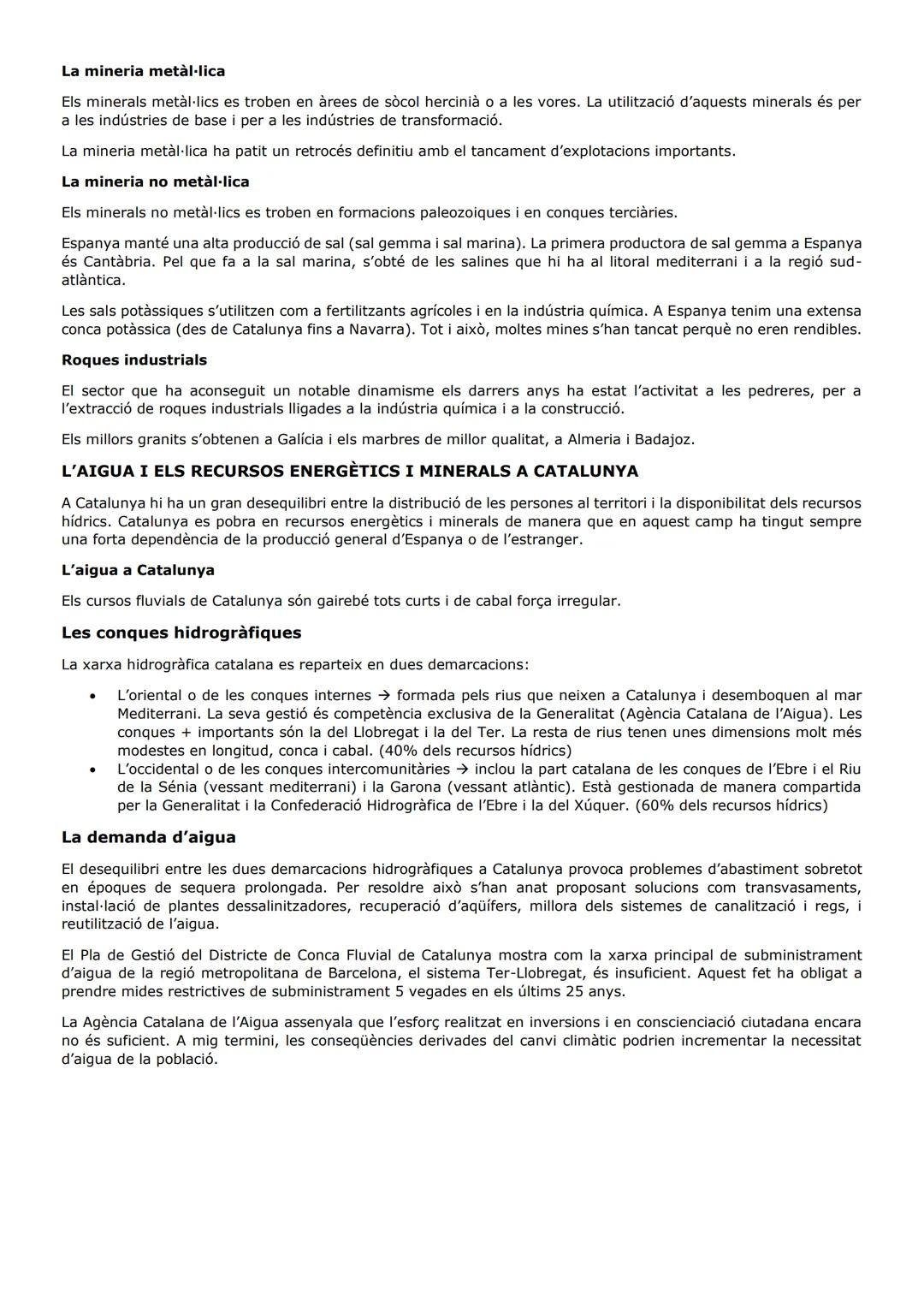 LES CONQUES HIDROGRÀFIQUES I ELS RECURSOS HÍDRICS
Espanya és una àrea geogràfica àrida. Aquest alt grau d'aridesa és la causa de la migrades