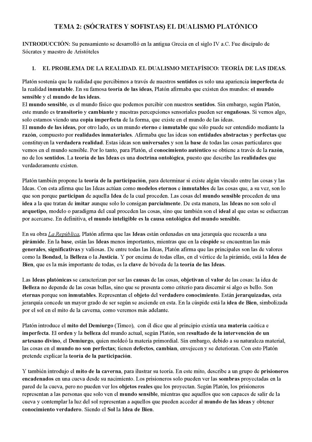 Platón: Filosofía para 2º BACH y EVAU