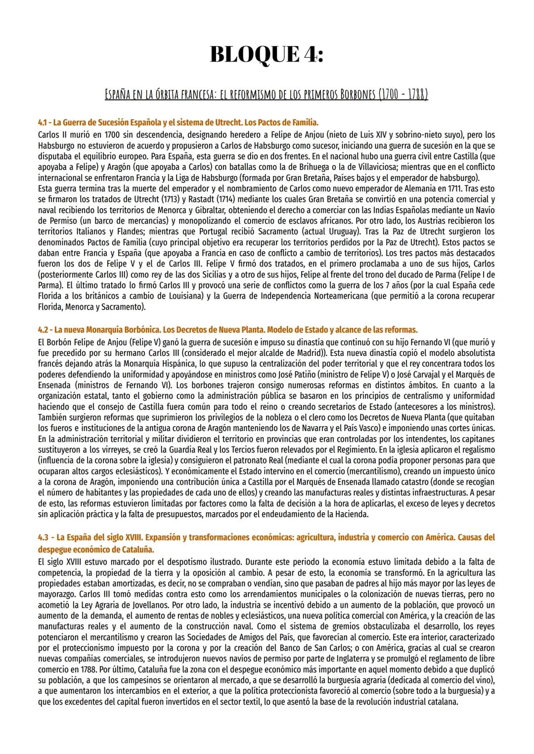 BLOQUE 4:
ESPAÑA EN LA ÓRBITA FRANCESA: EL REFORMISMO DE LOS PRIMEROS BORBONES (1700-1788)
4.1- La Guerra de Sucesión Española y el sistema 