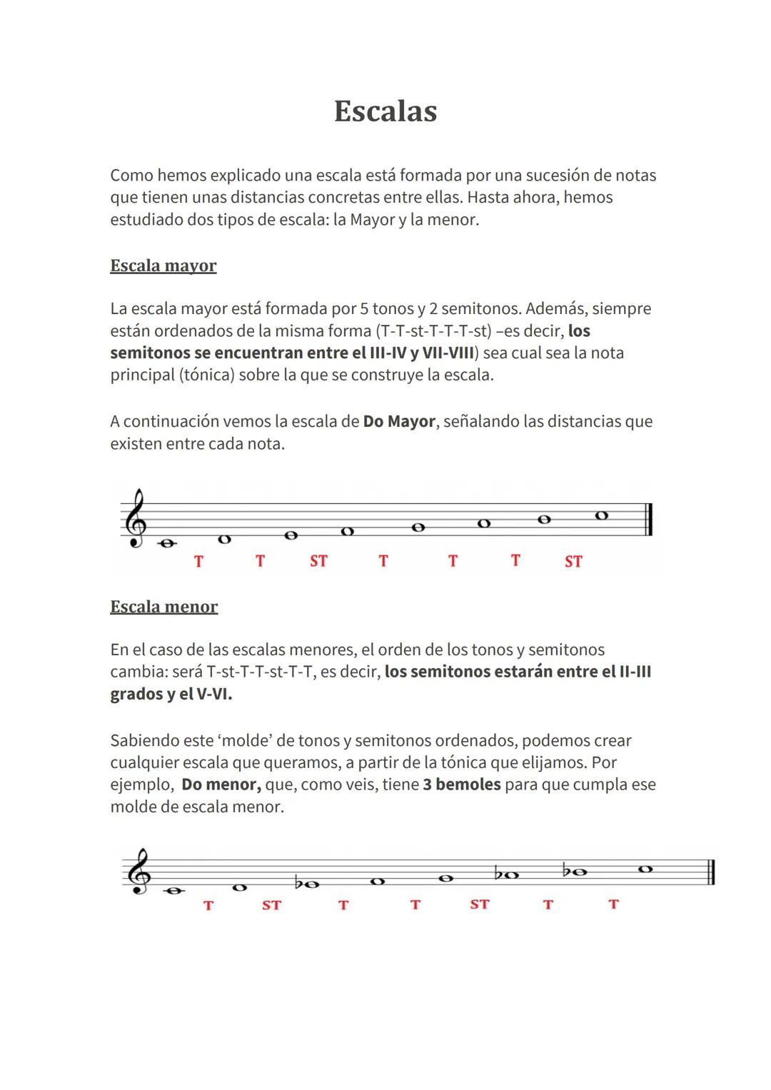 Como hemos explicado una escala está formada por una sucesión de notas
que tienen unas distancias concretas entre ellas. Hasta ahora, hemos

