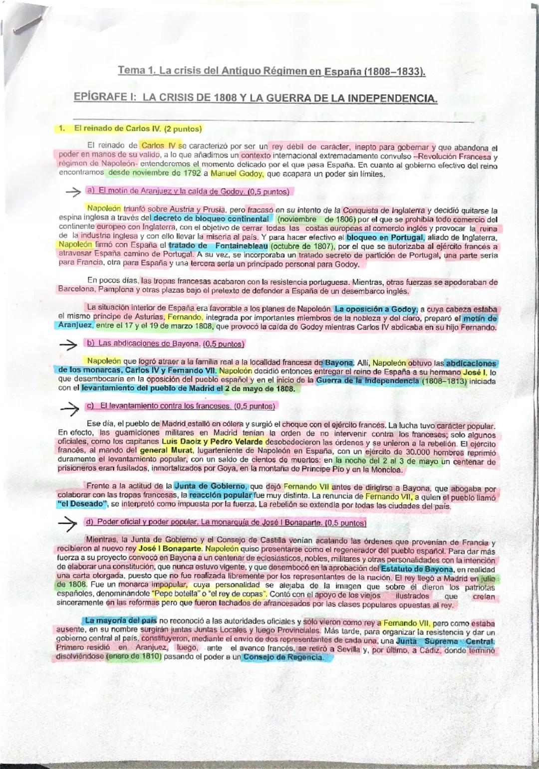 Tema 1. La crisis del Antiquo Régimen en España (1808-1833).
EPÍGRAFE I: LA CRISIS DE 1808 Y LA GUERRA DE LA INDEPENDENCIA.
1. El reinado de