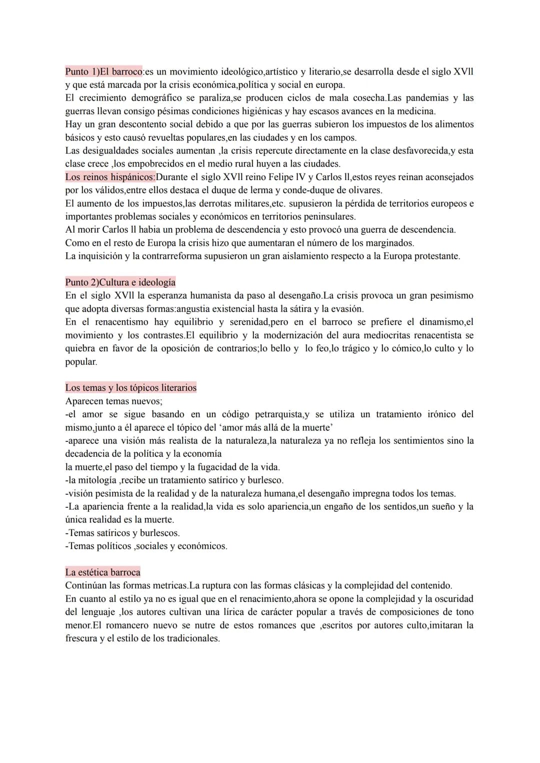 Punto 1)El barroco:es un movimiento ideológico,artístico y literario,se desarrolla desde el siglo XVII
y que está marcada por la crisis econ